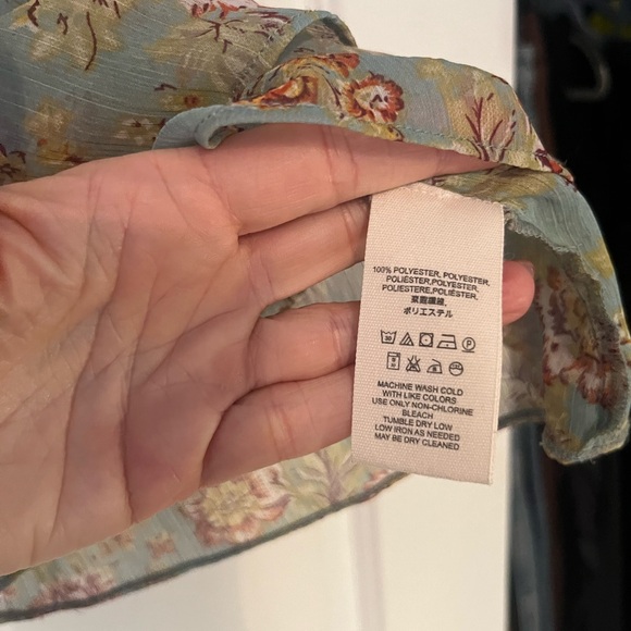 Free People Golden Age Chiffon Floral Tiered Blouse ,Large, EUC. - Picture 7 of 7